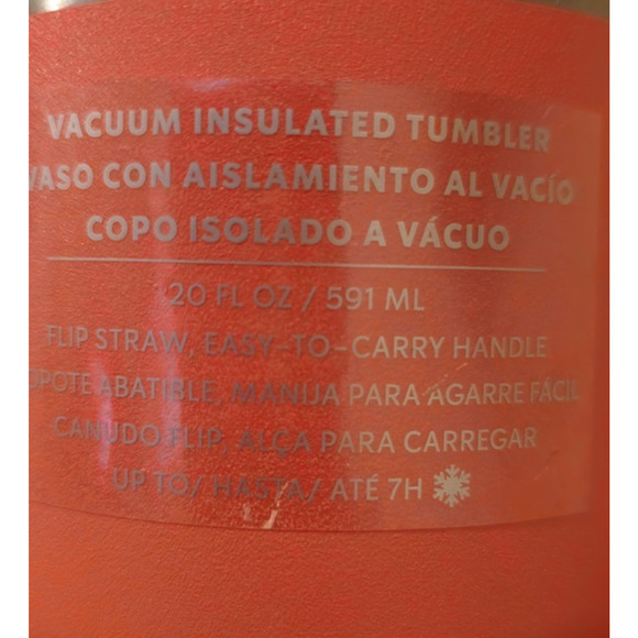 Stanley-Starbucks 20oz Tumbler Flip straw and Top Handle Coral/Salmon RARE - Picture 5 of 5